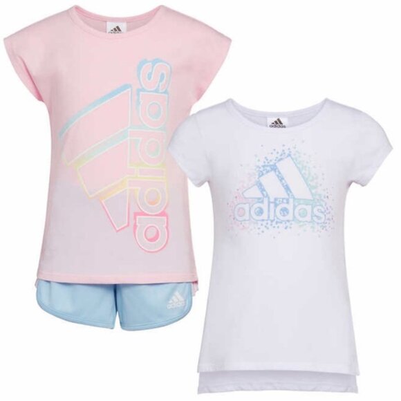 Adidas Youth Girls 3-piece Set Pink 6 - Picture 1 of 3